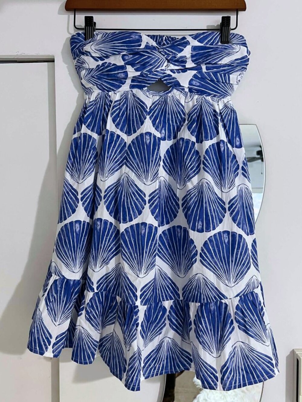 Shell print strapless sundress, XS